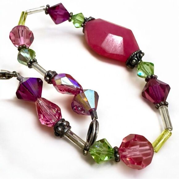 COLORFUL GEMSTONEā& CRYSTAL BRACELET āSTERLING SILVER CLASP ā ARTISAN STYLE 7.5ā - Picture 17 of 17